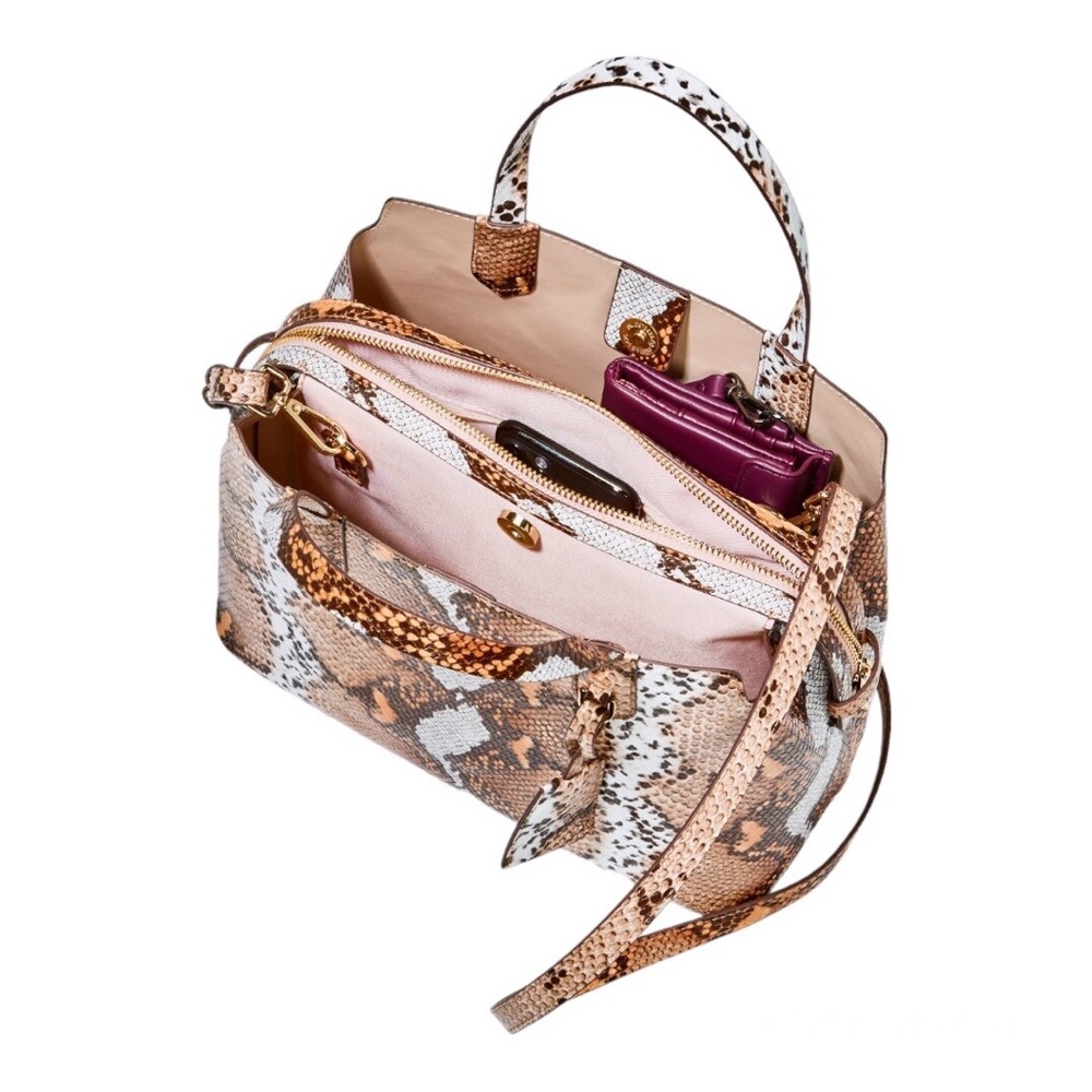 A New Day Snakeskin Print Triple Compartment Satchel Handbag